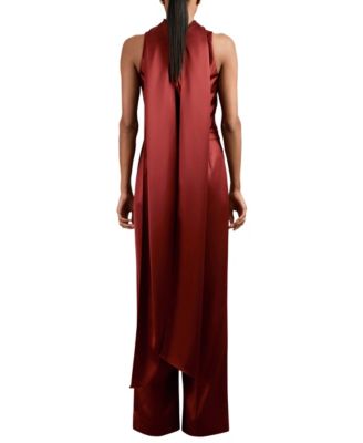 Women's Satin Cape-Sash Jumpsuit