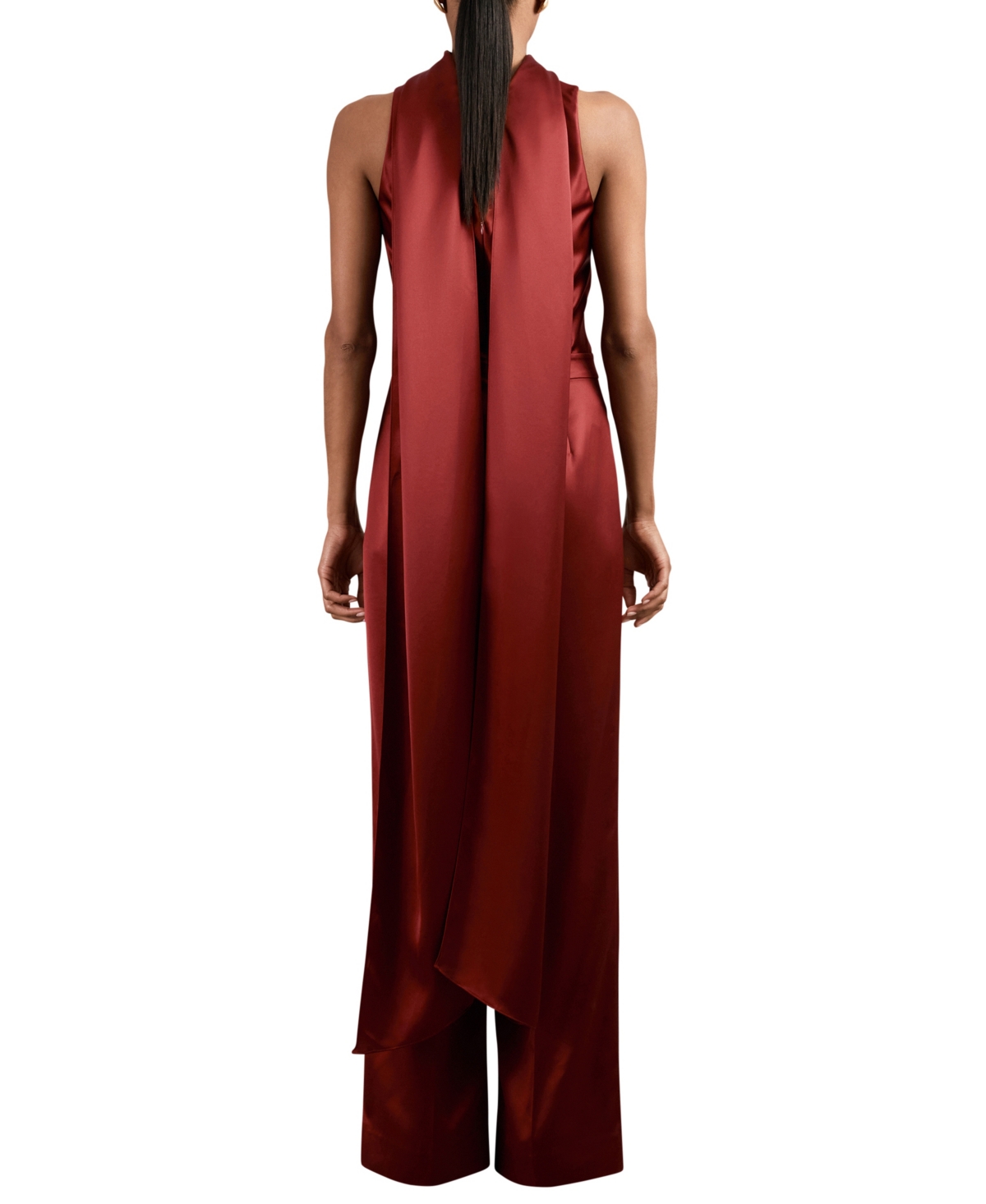 Reiss Women's Satin Cape-sash Jumpsuit In Red