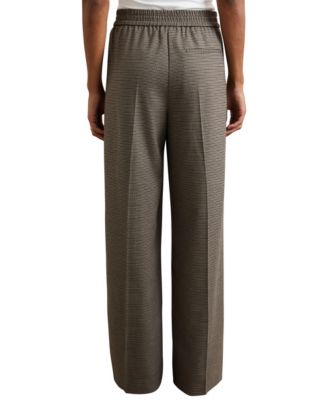 Women's Side-Stripe Wide-Leg Check Pants