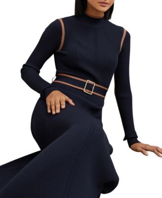 Women's Color-Block Rib-Knit Midi Dress