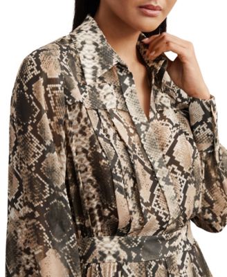 Women's Snake-Print Pleated Midi Dress