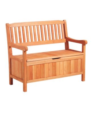 33 Gal Outdoor Wooden Storage Bench with Deck Box Seating