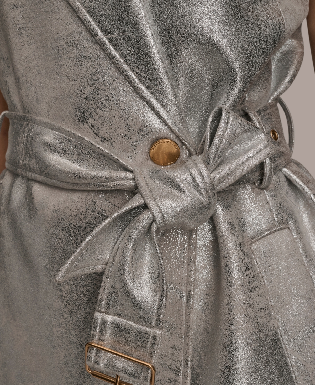 Donna Karan New York Women's Metallic Belted Sleeveless Vest