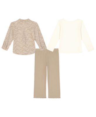 Girls' Toddler 2T-4T Long-Sleeve T-Shirt, Shacket, and Leggings, 3-Piece Set