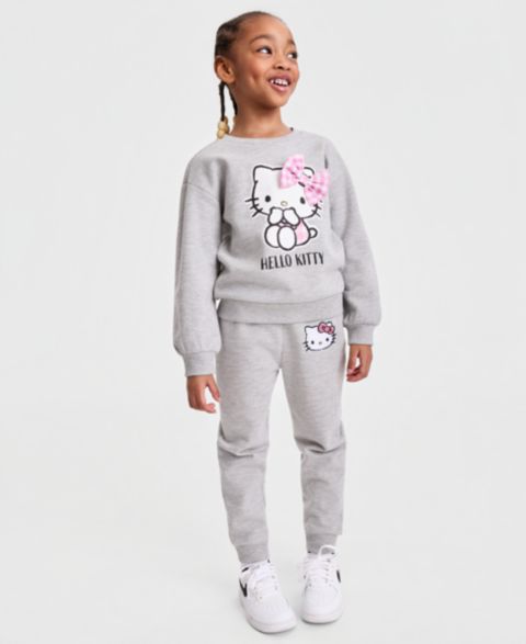Комплект Hello Kitty Long-Sleeve Top and Fleece Jogger Pant, 2-Piece Set для девочек-малышей, цвет: Серый