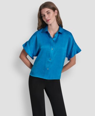DKNY - Women's Short-Sleeve Button-Front Shirt