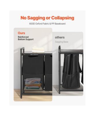 Laundry Sorter Cart with 3 Bags, Metal Frame, and Wood Top