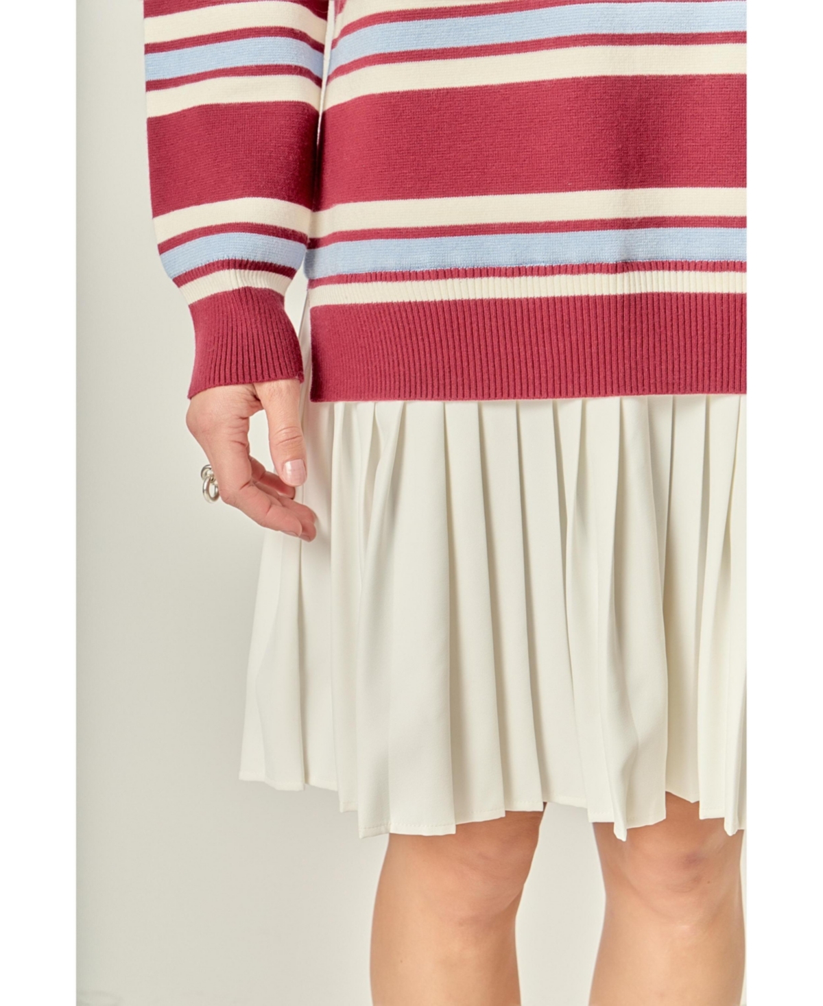 English Factory Women's Stripe Polo Mixed media Mini Dress