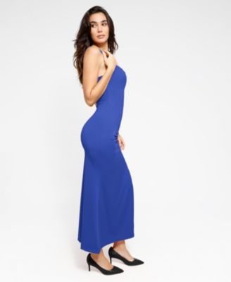 Women's Shapewear Ruched Side Slit Slimming Maxi Slip Dress