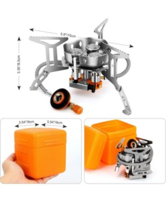 6800W Windproof Camp Stove Camping Gas Stove with Fuel Canister Adapter, Piezo Ignition, Carry Case, Portable Collapsible Stove Burner for Outdoor