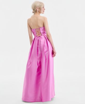 Juniors' Strapless Embellished-Bow Gown