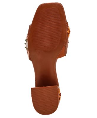 Women's Dolls Embroidered Raffia Block Heel Sandals