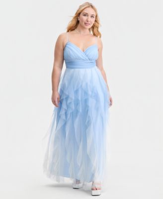 Trendy Plus Size Ombr&eacute; Spiral-Ruffled Gown