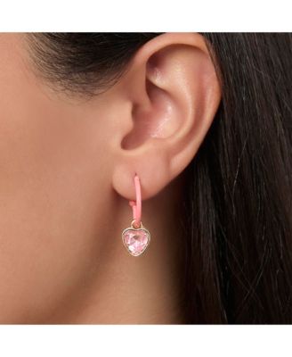 Minnie Mouse Pink Bow Charm Hoop Earring Set, 3 Charms and 1 Hoop