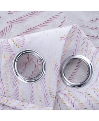 Faye Grommet Metallic Sheer Printed Doily Curtain Panel 54" x Rose