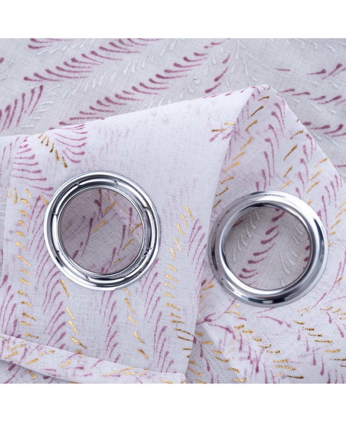 Rt Designers Collection Faye Grommet Metallic Sheer Printed Doily Curtain Panel 54" x Rose