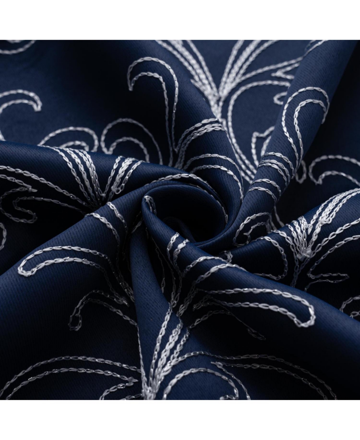 Rt Designer Collection Kimber Embroidered Blackout Luxurious Decorative Grommet Curtain Panel 54" x Navy