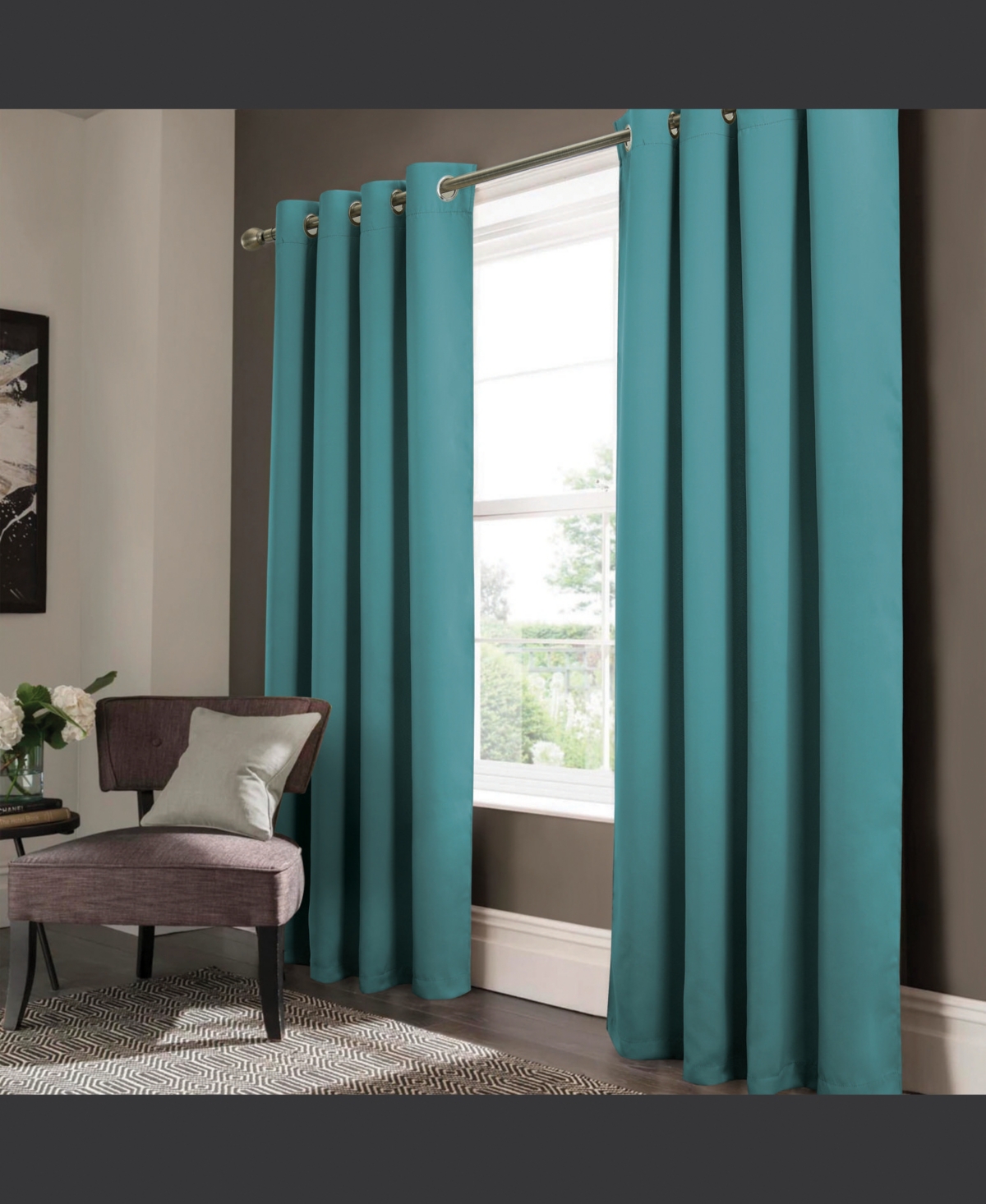 Rt Designers Collection Anchorage Blackout Grommet Curtain Panel 54" x 84" Turquoise