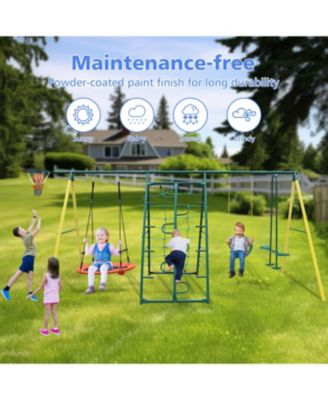 Boys Streamdale Indoor/Outdoor Metal Swing Set with Safety Belt for Backyard