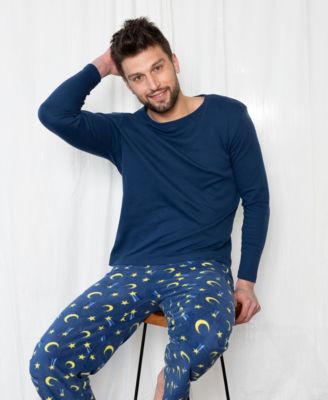 Men's Men s Cotton Top and Fleece Pants Holiday Pajamas