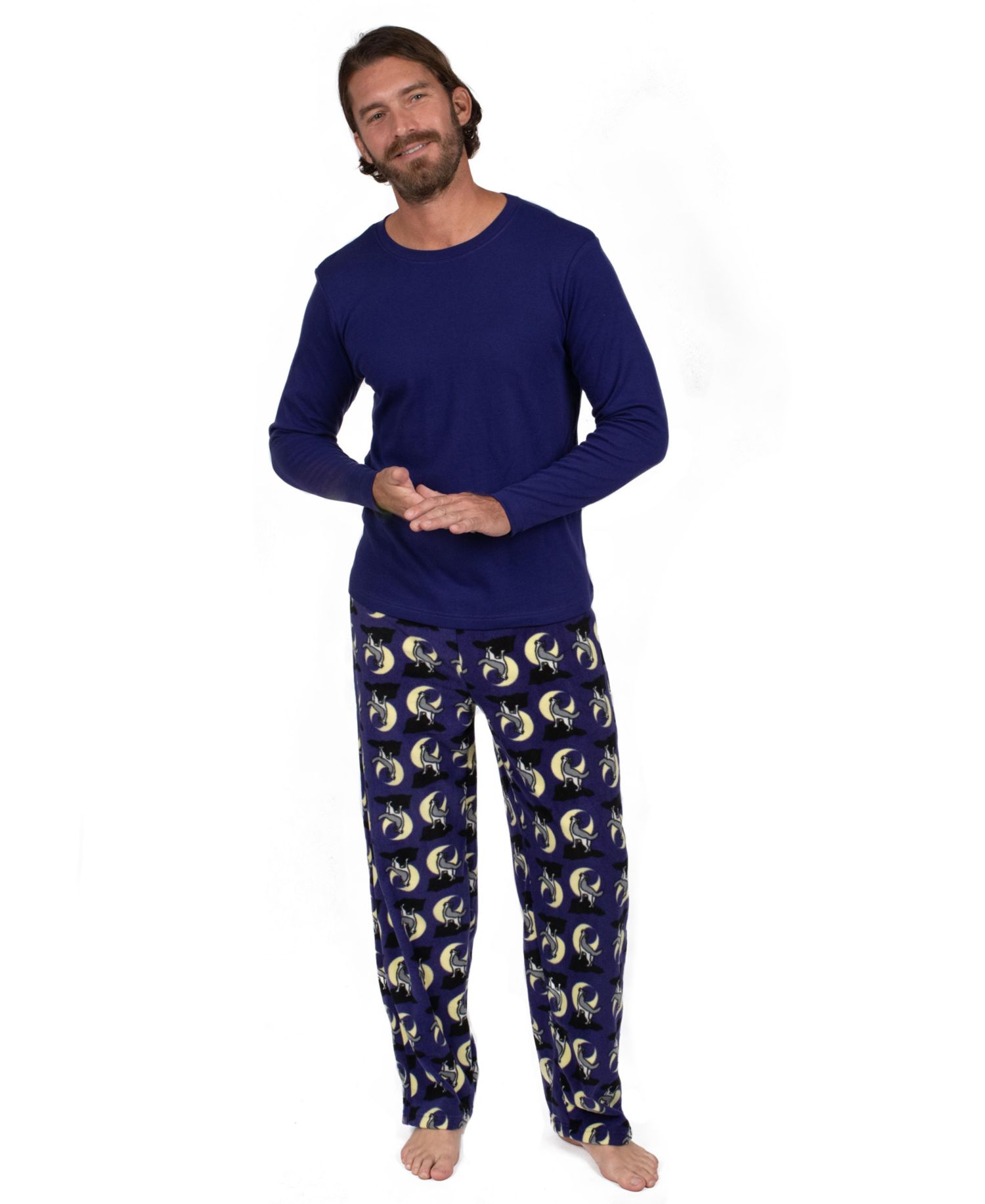 Men’s Cotton Top and Fleece Pants Holiday Pajamas