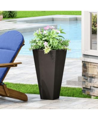  Durable Cast Stone Tapered Planter  Sleek Aesthetic Design  Outdoor & Indoor Use