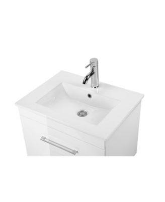 24" White Gloss Wall-Mount Vanity: Soft-Close