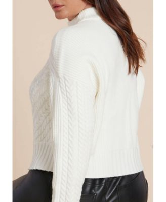 Women's Cableknit Funnelneck Sweater