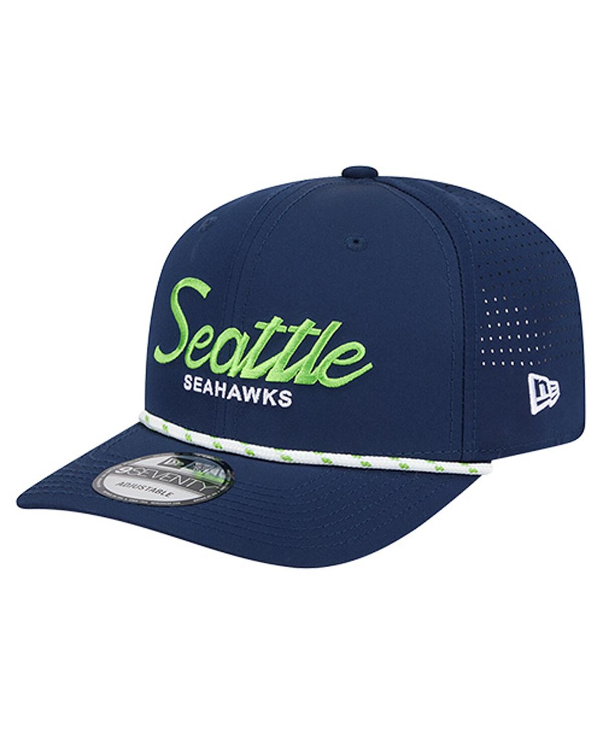New Era Men's College Navy Seattle Seahawks Script 9seventy Adjustable Hat In Blue