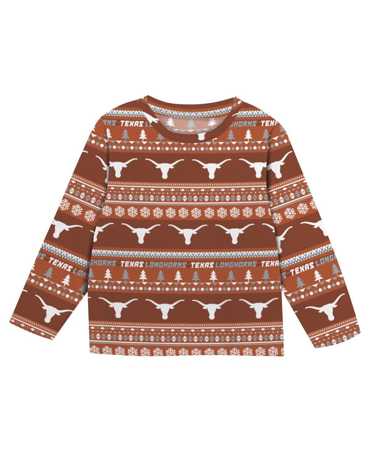 Outerstuff Big Boys and Girls 2-Piece Texas Orange Longhorns Ugly Sweater Pajama Set