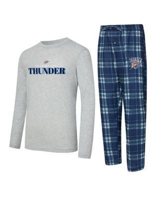 Concepts Sport - Men's 2-Piece Navy/Heather Gray Oklahoma City Thunder Regulate Long Sleeve T-Shirt and Plaid Pants Set