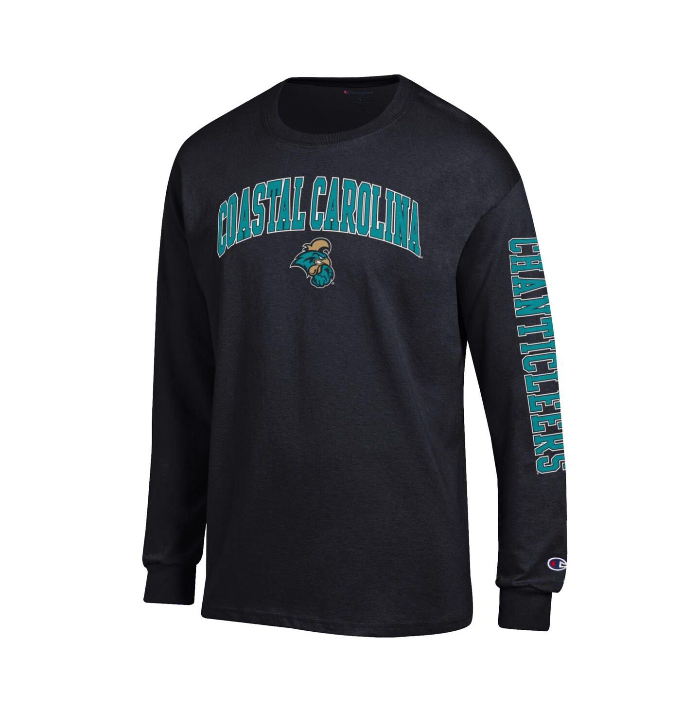 Мужская футболка Champion Black Coastal Carolina Chanticleers Arch Over Logo 2-Hit Long Sleeve — фото 3