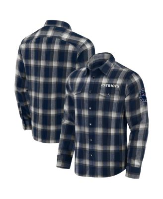 Fanatics - Men's Navy New England Patriots Flannel Plaid Full-Snap Shirt