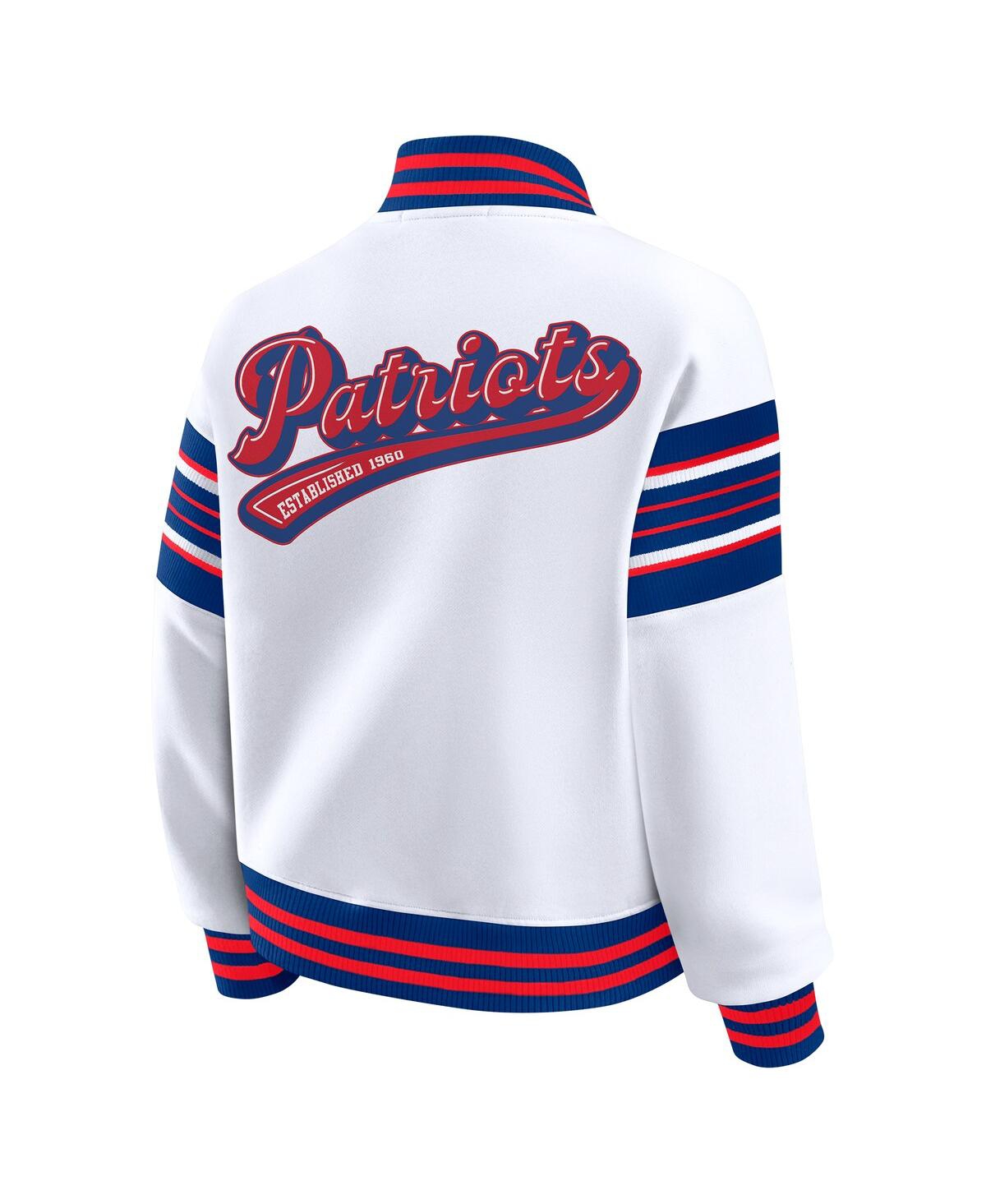 Wear By Erin Andrews Women's White New England Patriots Full-snap Fleece Sweatshirt Jacket In White