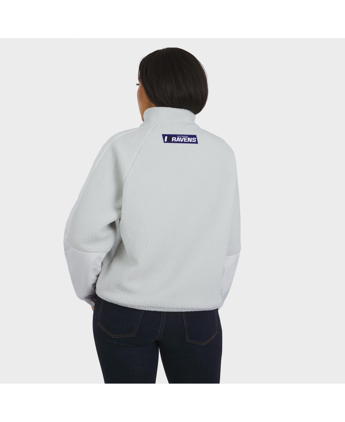 Wear By Erin Andrews Women's White Baltimore Ravens Polar Fleece Half-zip Jacket In White