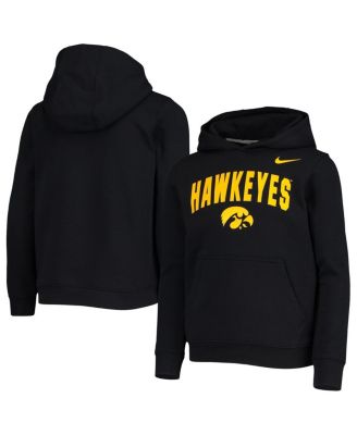 Nike - Big Boys and Girls Black Iowa Hawkeyes Club Fleece Pullover Hoodie
