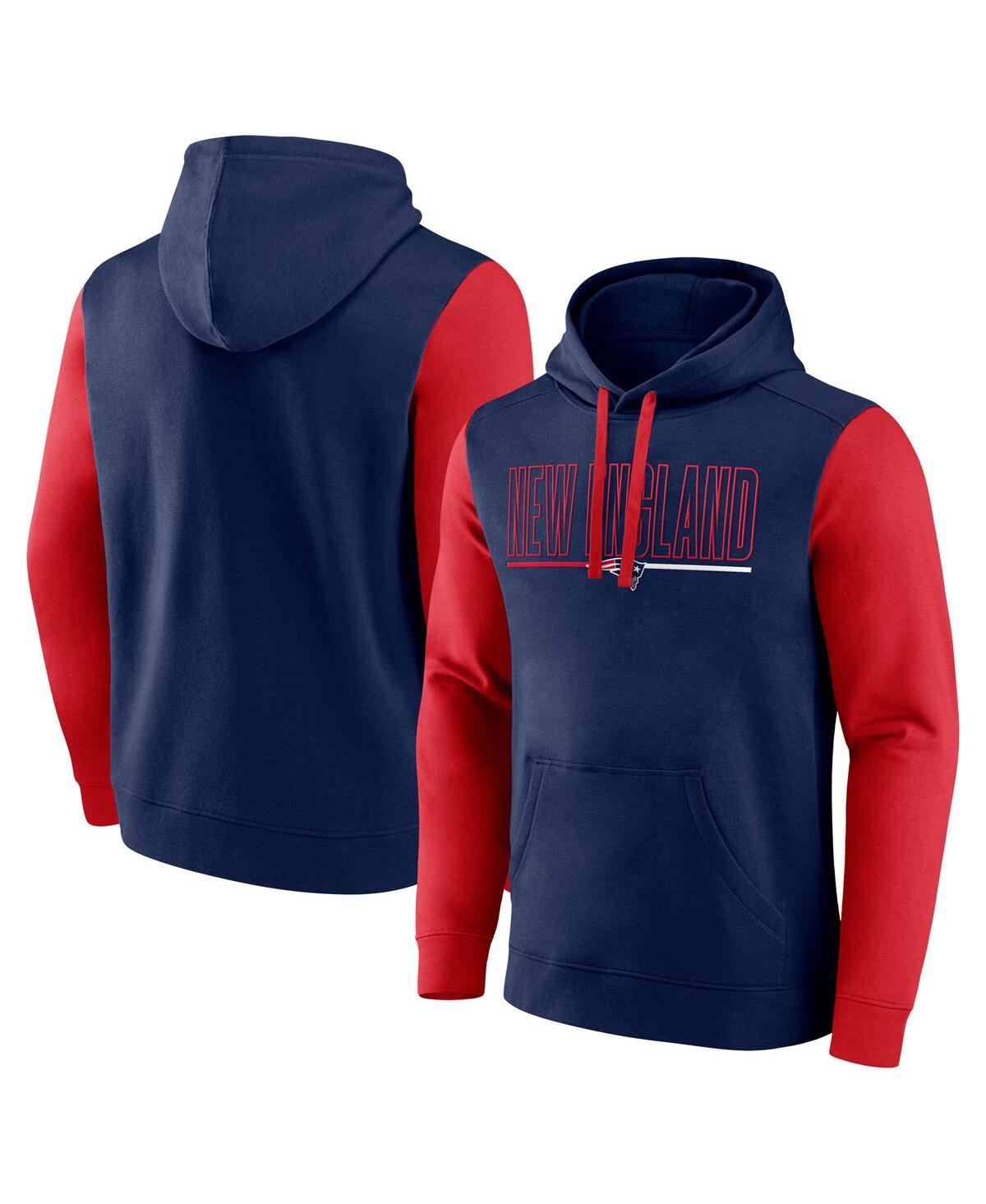 Fanatics Men's Navy/Red New England Patriots Outline Pullover Hoodie