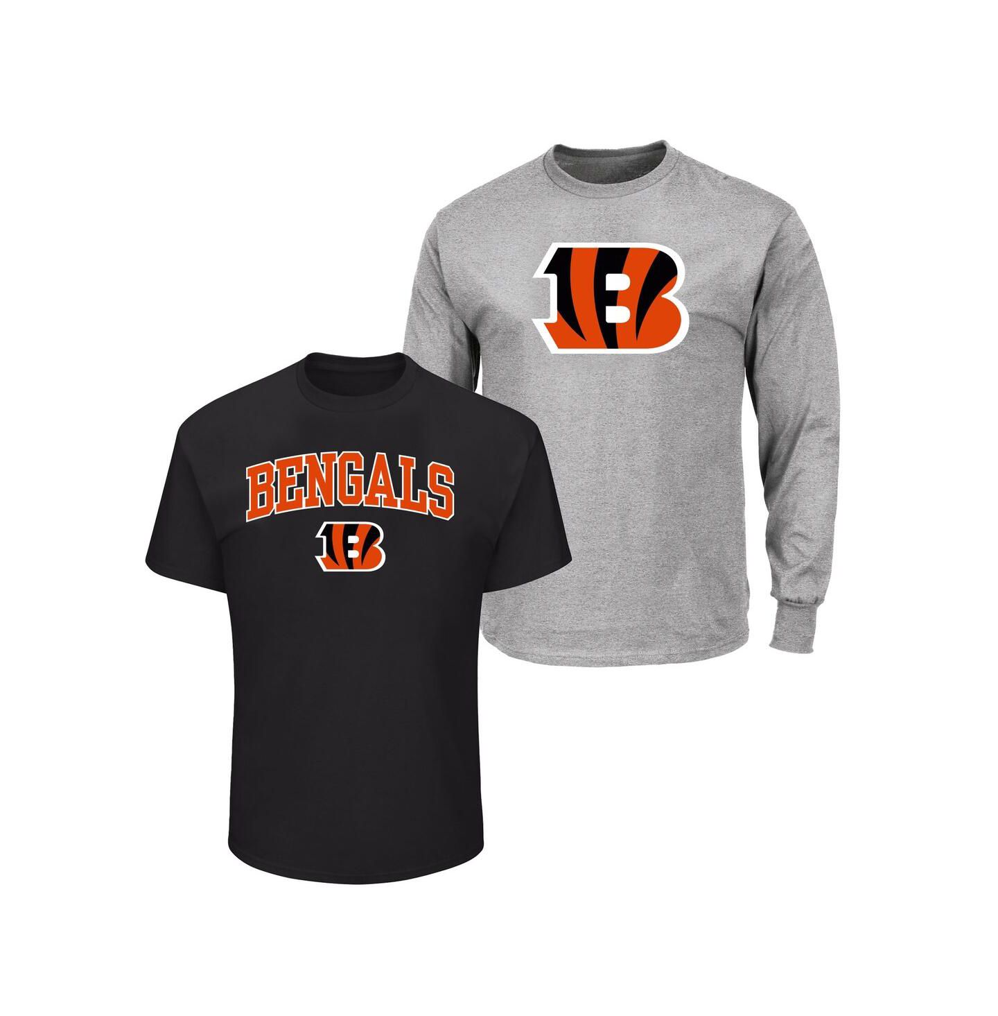 Мужские комплекты Fanatics 2-Pack Black/Heather Gray Cincinnati Bengals Big & Tall T-Shirt Set — фото 1