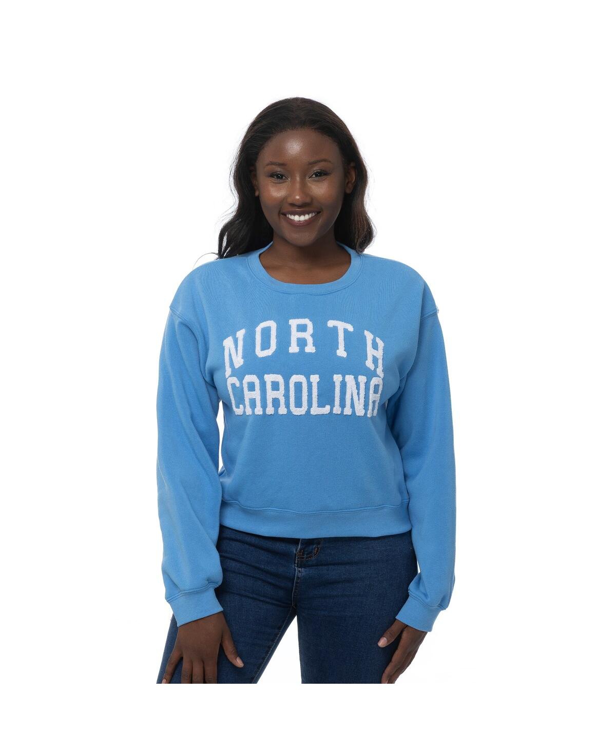 ZooZatz Women's Carolina Blue North Carolina Tar Heels Chenille Cropped Sweatshirt