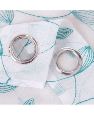 Ramallah Krista Embroidered Grommet Curtain Panel - 54x90", White/Teal