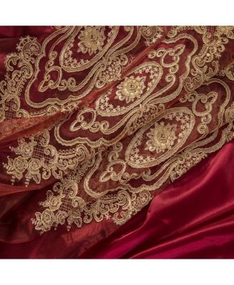 Dayton Emb Attached Valance Backing Blackout Window Curtains 50" x 84" Burgundy/Gold