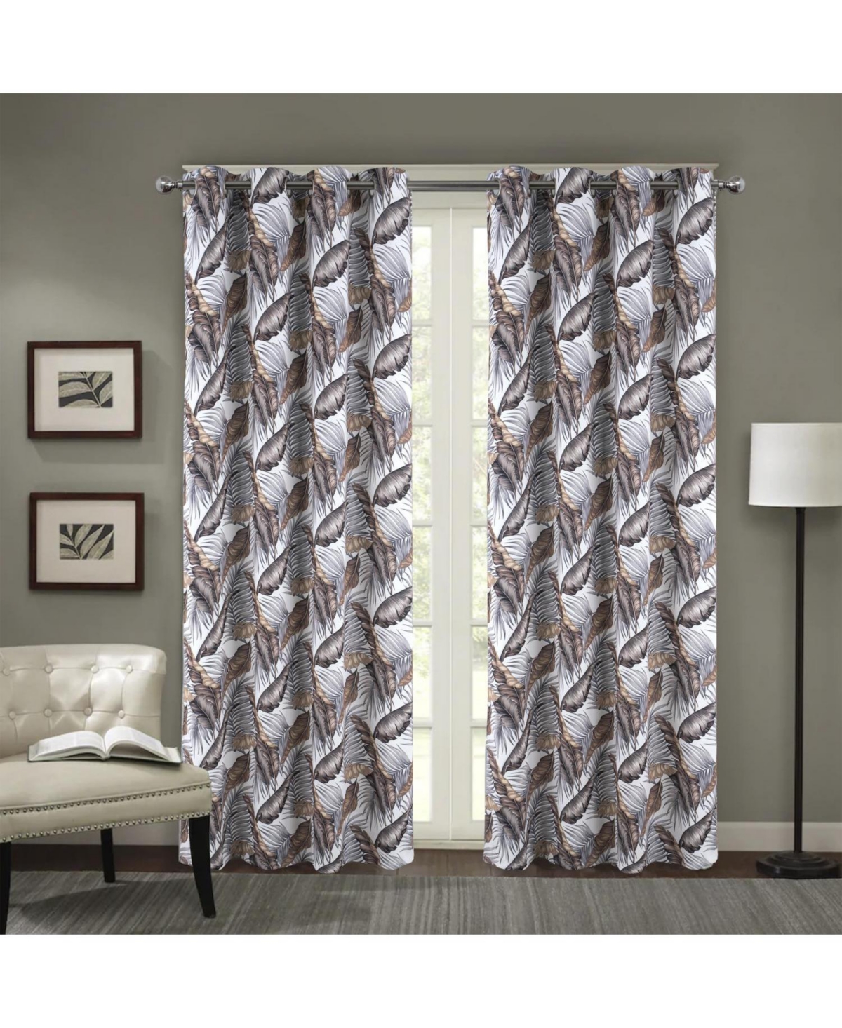 Rt Designer Collection Brazil Printed Blackout Luxurious Decorative Grommet Curtain Panel 54" x 90" Taupe