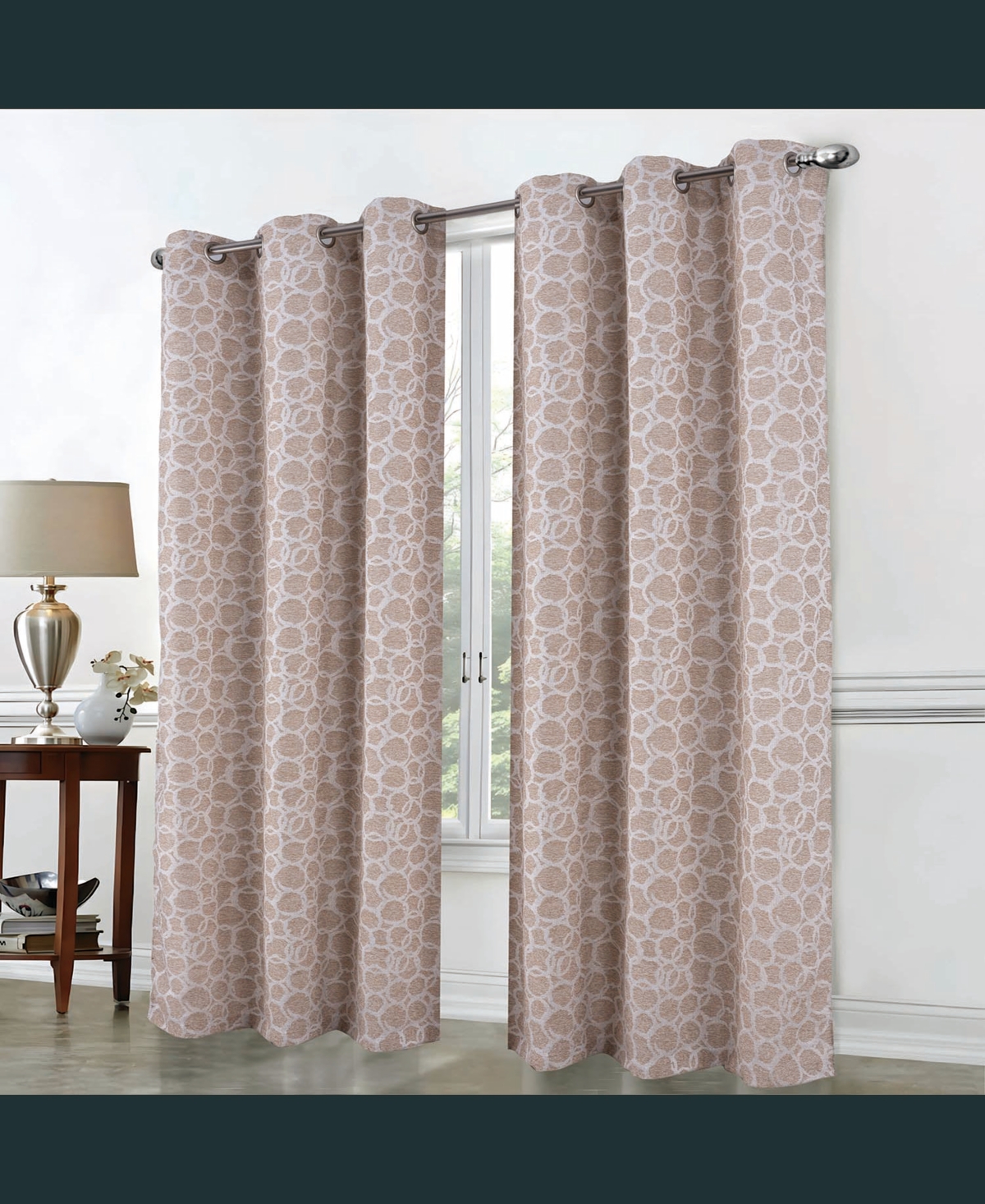 Rt Designer Collection Jasper Lurex Jacquard 2 Pack Grommet Curtain Panel 36" x 84" Taupe