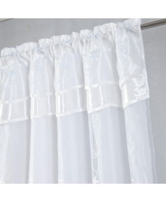 - Priscilla Embroidered Panel With Double Valance 54'' x 90'' Silver