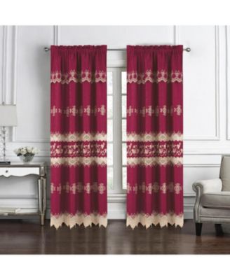 RT Designer Collection Alice Macrame Luxurious Decorative Rod Pocket Curtain Panel 54" x 84" Burg