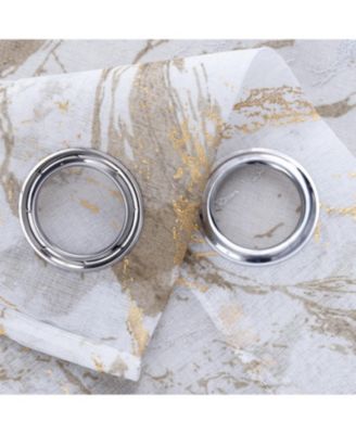 Marble Grommet Metallic Sheer Printed Doily Curtain Panel 54" x 90" Taupe