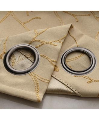 RT Designer Collection Luciana 2 Pack Embroidered Blackout Luxurious Decorative Grommet Curtain Panel 36" x 84" Beige