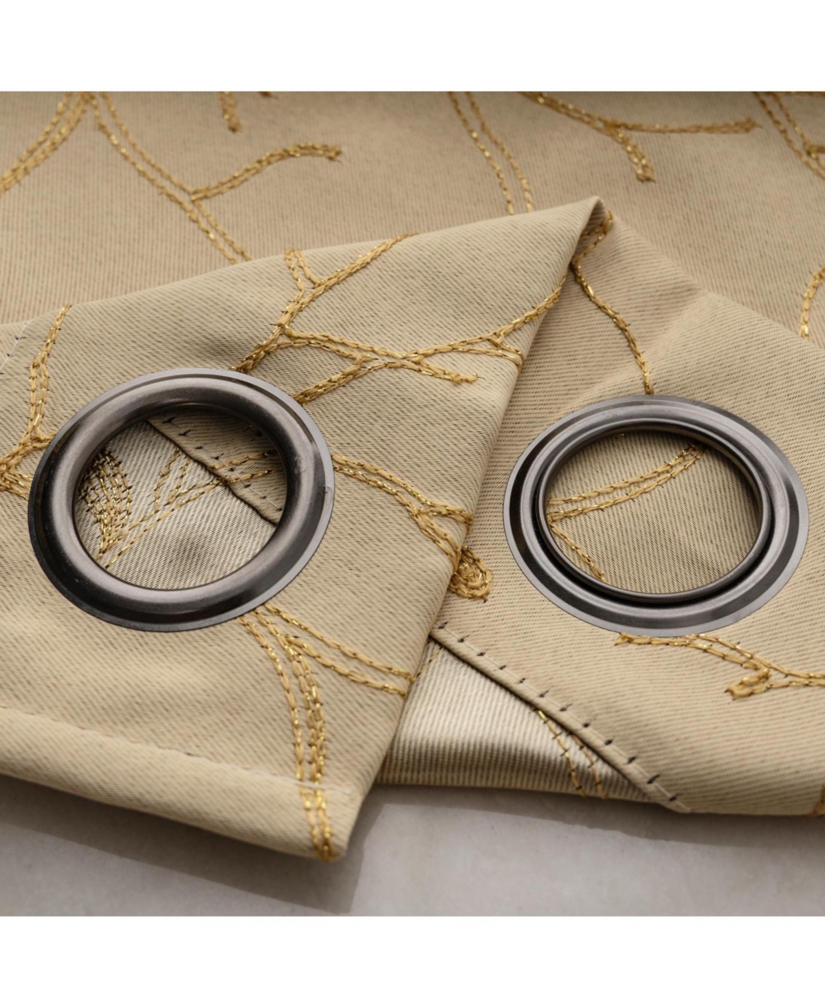 Rt Designer Collection Luciana 2 Pack Embroidered Blackout Luxurious Decorative Grommet Curtain Panel 36" x 84" Beige