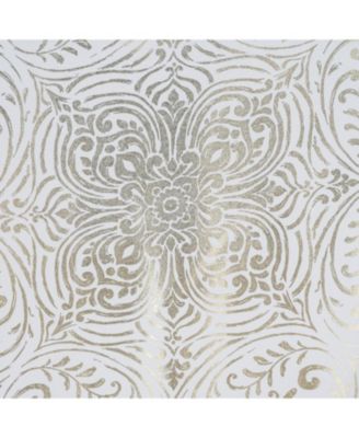 RT Designer Collection Helena Halo Foil Blackout Luxurious Decorative Grommet Curtain Panel 54" x 90" White