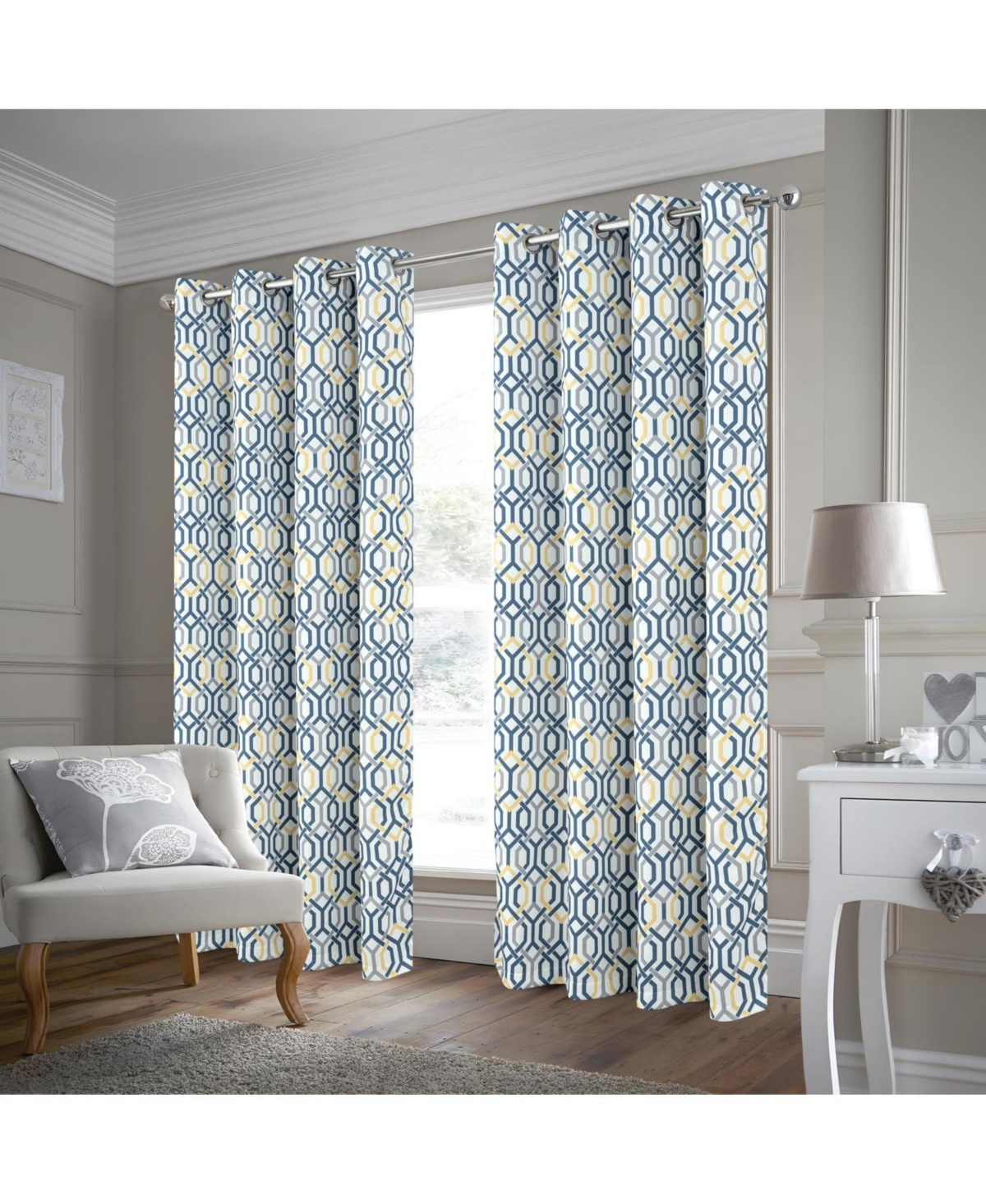 Rt Designer Collection Rory Printed Blackout Luxurious Decorative Grommet Curtain Panel 54" x 90" Yellow